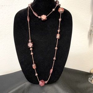 Thin cord necklace with wood pieces (OLCC-AF)
